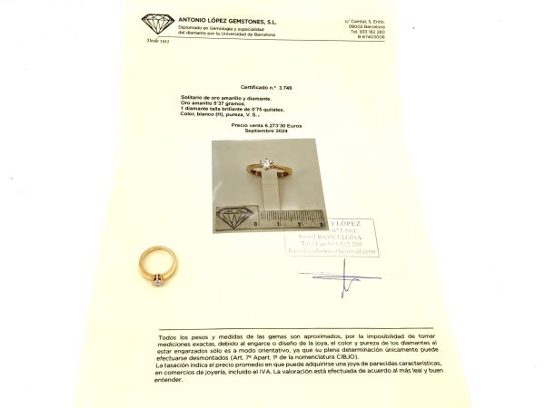 Sortija Oro 18k Con Diamante - Imagen 2