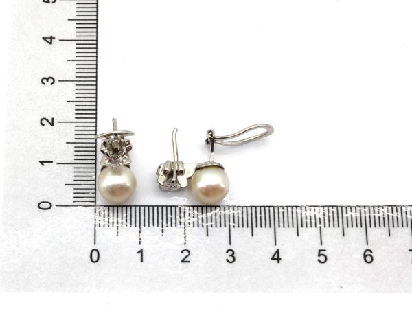 Pendientes Oro 18k Con Diamante,Perla - Imagen 2