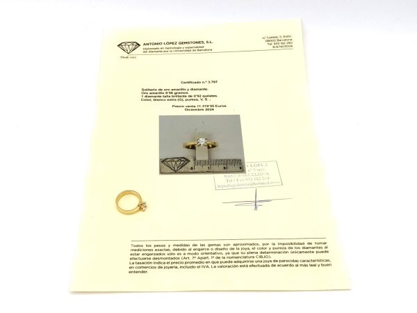 Sortija Oro 18k Con Diamante - Imagen 2