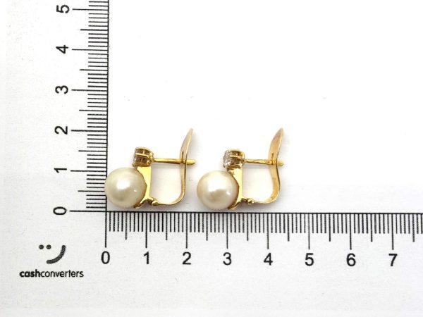 Pendientes Oro 18k Con Diamante,Perla - Imagen 2