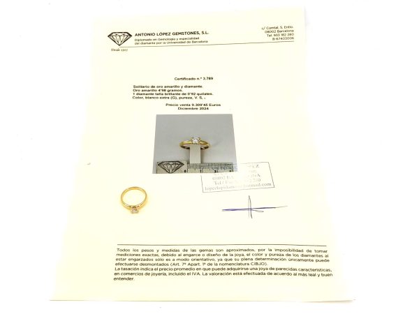 Sortija Oro 18k Con Diamante - Imagen 2