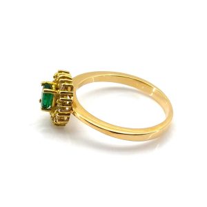 Sortija Oro 18k Con Diamante,Esmeralda
