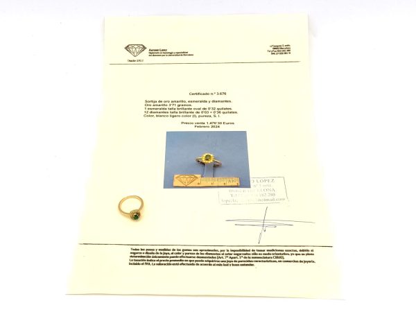 Sortija Oro 18k Con Diamante,Esmeralda - Imagen 2