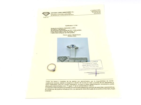 Sortija Oro 18k Con Diamante,Zafiro - Imagen 2